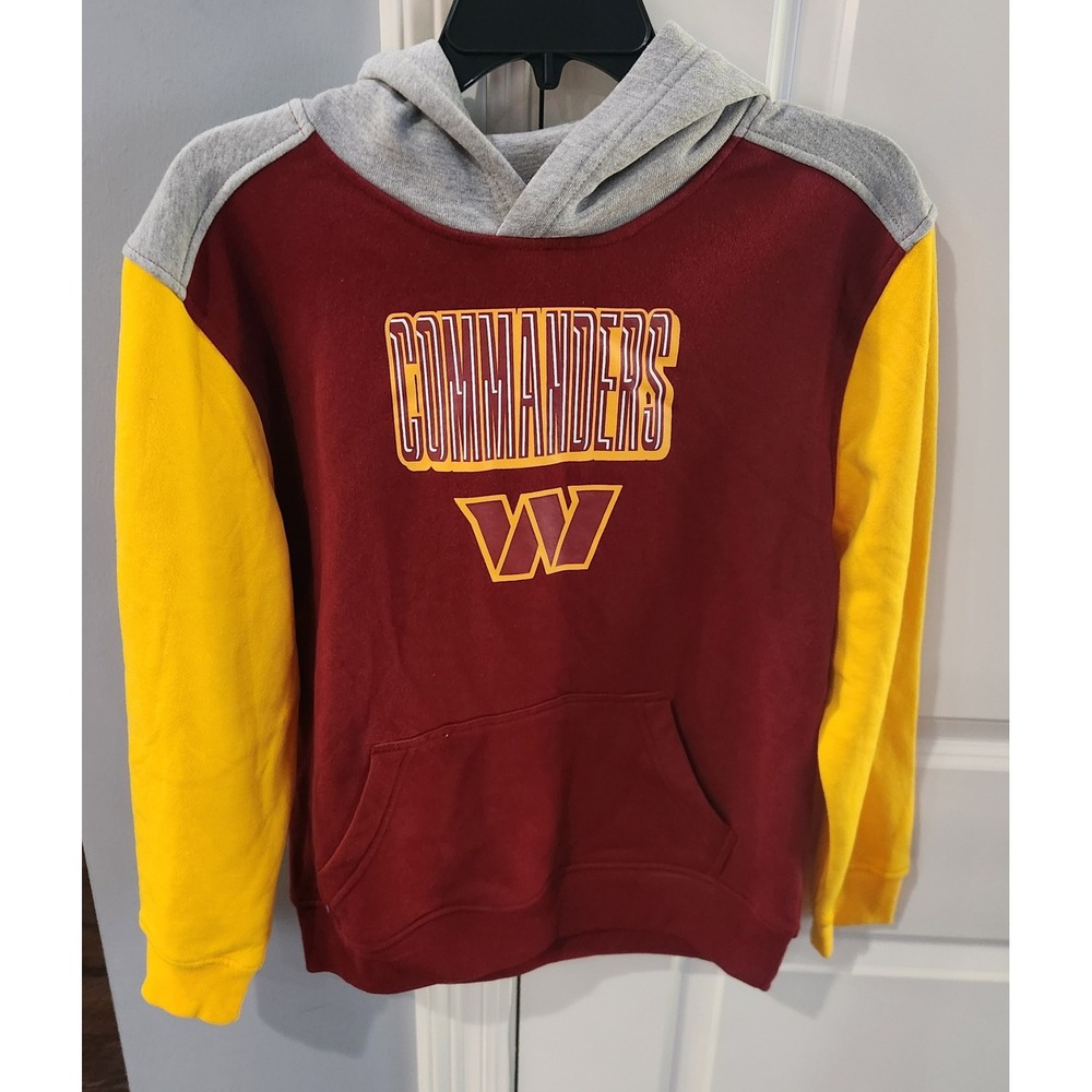 Washington Commanders Youth Hoodie Colorblock NFL Pullover Burgundy Yellow Grey